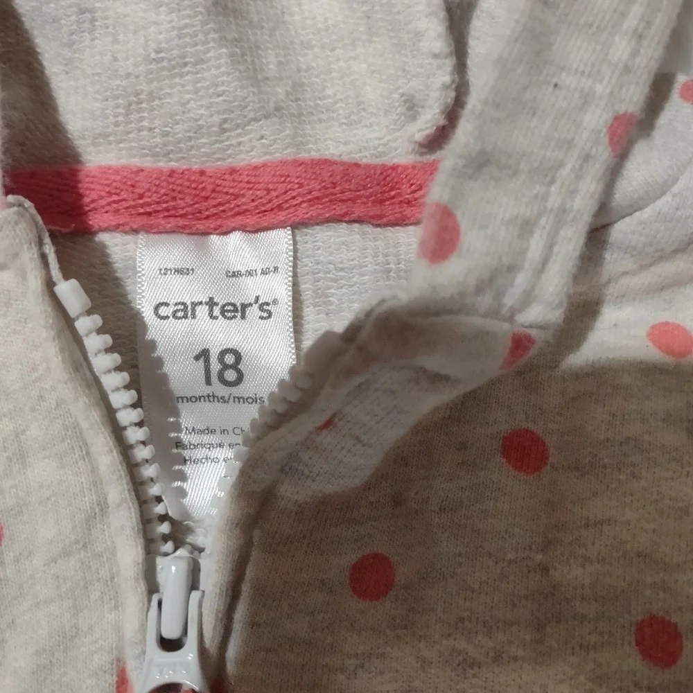 Carter's 18 Month Polka Dot Hooded Sweater Full Zip